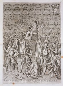Le pape Sixte V (1521-90) est porté à la cérémonie de la dédicace de l